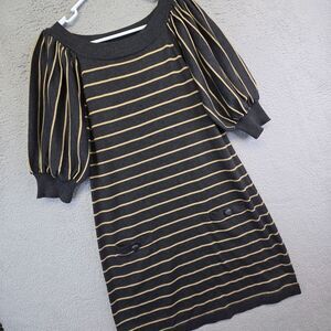 Coldwater Creek‎ Sweater Dress Womens M Balloon Sleeve Striped Boho Cottagecore
